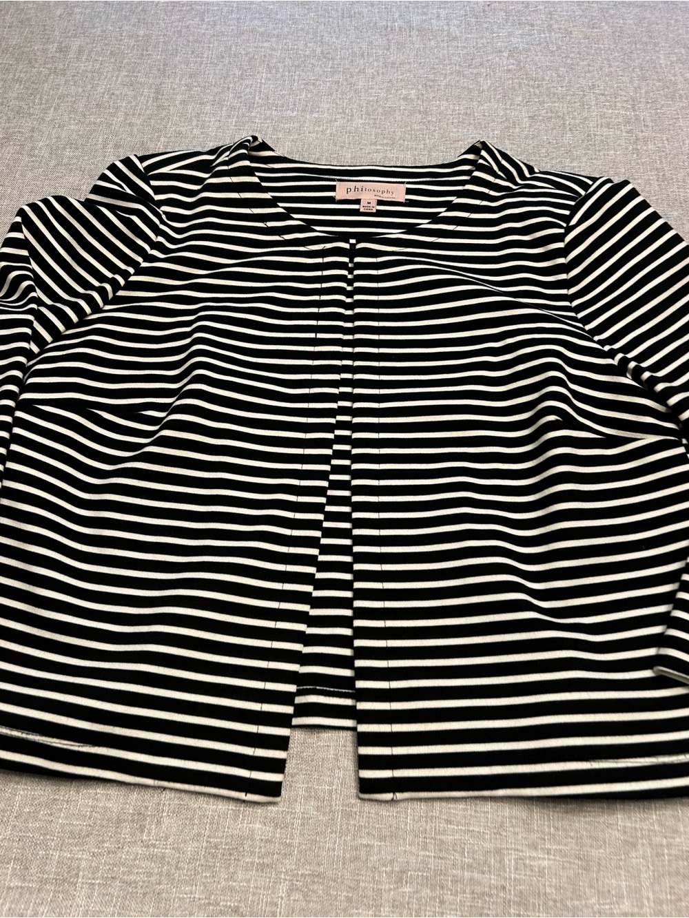 Philosophy Black and White Striped Open-Front Jacket